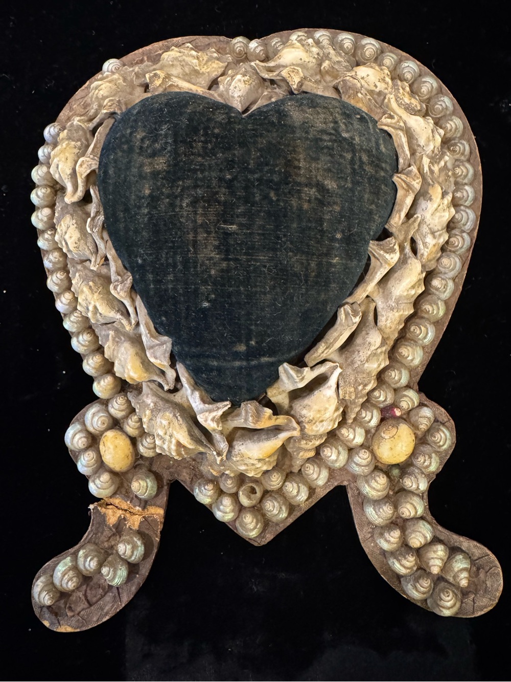 Rare Antique Victorian Shellwork Sweetheart Pin Cushion 1894 Reg No 228654 AS-IS